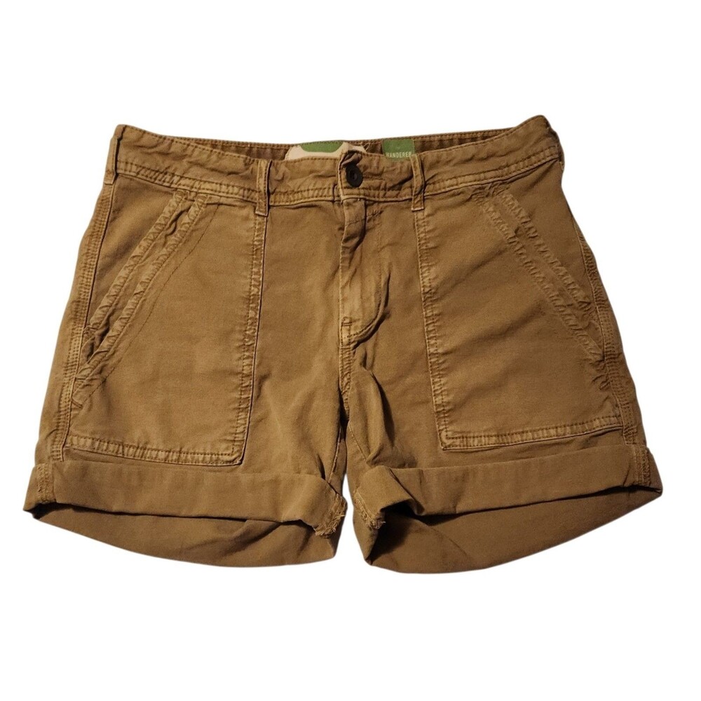 Anthropologie The Wanderer Utility Shorts Cotton Linen Blend Brown Women Size 26